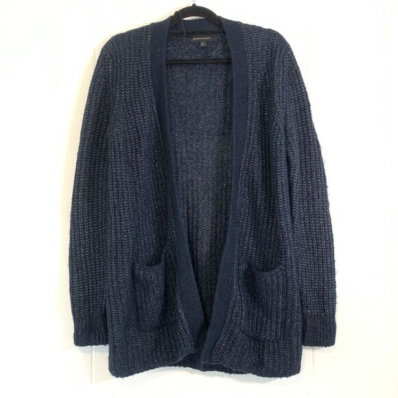 Banana Republic Womens Small Cardigan Sweater Merino Alpaca Knitted Navy Blue - Picture 1 of 5